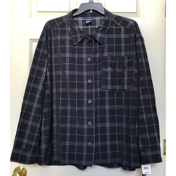 ARCHITECT WOMEN'S TOPS PLUS SIZE 2X PLAID CORDUROY COLLARED NECK 100% COTTON 98 - Picture 2 of 11